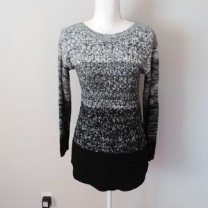 It's Our Time Black & White Cable Knit Sweater with Scalloped Hem